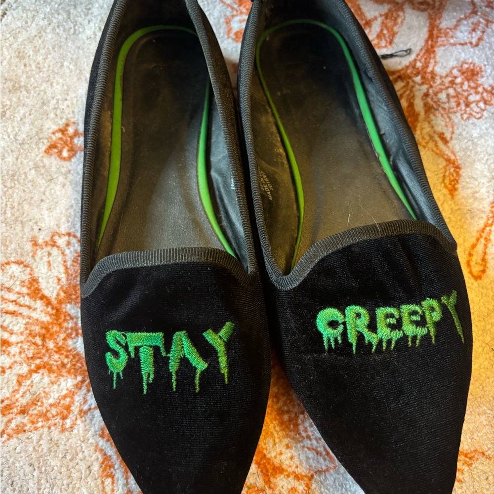 “Stay Creepy” Black Flats